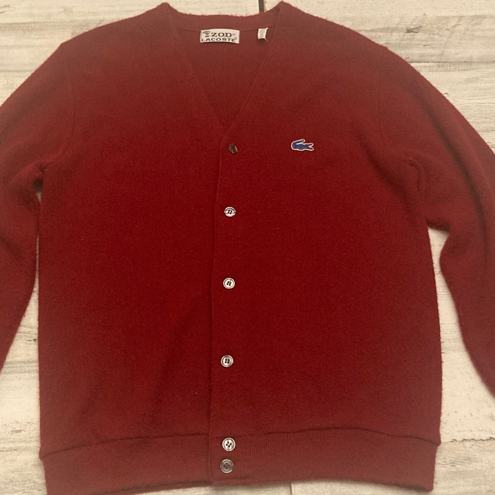 Vintage Men’s Size M Izod Men's Deep Red Cardigan Sweater